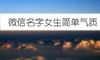 微信名字女生简单气质