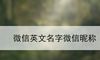 微信英文名字微信昵称