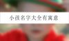 小孩名字大全有寓意