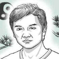 男人的脸与富裕的眼睛高于眉毛