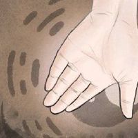 男人的左手回到太阳线的背部很好