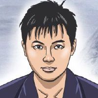 眉毛隐藏在狭窄的男人身上。