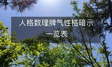 全面展示个性特征的人格数理脾气性格暗示一览表