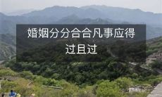 在婚姻中经历分分合合，无论何时何地，应该学会适度妥协，达成妥协后，不求高下，只求维系稳定，这是婚姻中必备的智慧