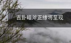 震撼人心的吉卦暗斧正缘故事即将在我们面前上演!