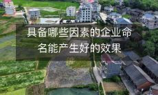 具备哪些因素的企业命名可以创造出优良的成果？