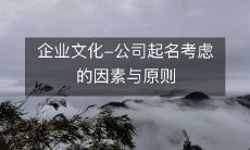 在起名时考虑的因素与原则——企业文化的重要组成部分