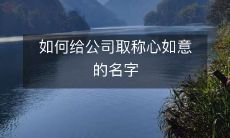 如何为您的公司起一个令人满意的、恰如其分的名称？