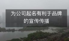 起一个有利于品牌宣传传播的公司名称对于企业发展至关重要