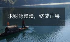 漫漫寻求财源,最终成就成功果实