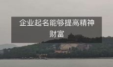 企业命名对精神财富有着显著的提升效果