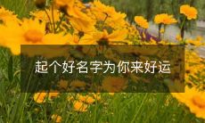 为自己取个吉祥美好的名字,好运不断降临
