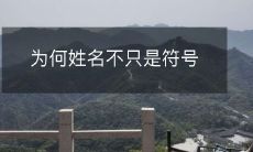 为什么我们的名字不仅仅只是一个简单的符号?