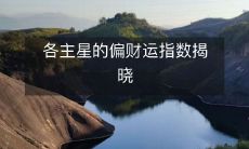 各主星的偏财运指数揭晓