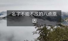 名字不能不改的八点原因