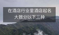 在酒店行业里酒店起名大致分以下三种