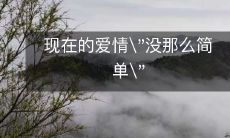 现在的爱情"没那么简单"