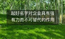 起好名字对企业具有强有力而不可替代的作用
