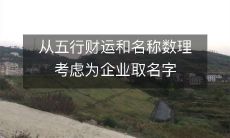 从五行财运和名称数理考虑为企业取名字