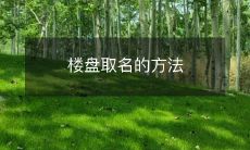 楼盘取名的方法