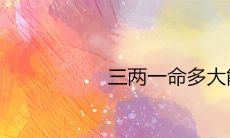 三两一命多大能富贵 一生财运如何