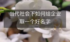 当代社会下如何给企业取一个好名字