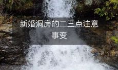 新婚洞房的二三点注意事变